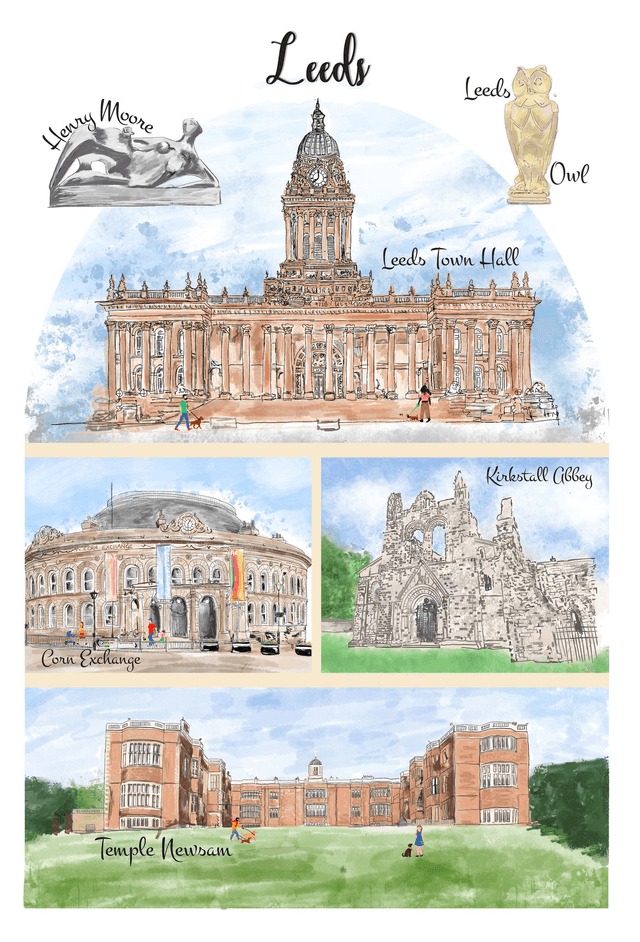 Leeds Tea Towel - 100% Cotton